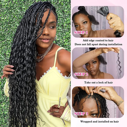 Curly Boho Hair For Braiding Knotless 12A Deep Wave Bulk Wet And Wavy Braiding Hair Curly 60g/PC 30 40 Inch Human Braiding Hair