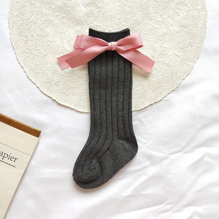 14 Colors Princess Girls Long Sock Big Bowknot Infant Baby Stockings Kids Cotton Sock Knee High Breathable Soft Children Socken