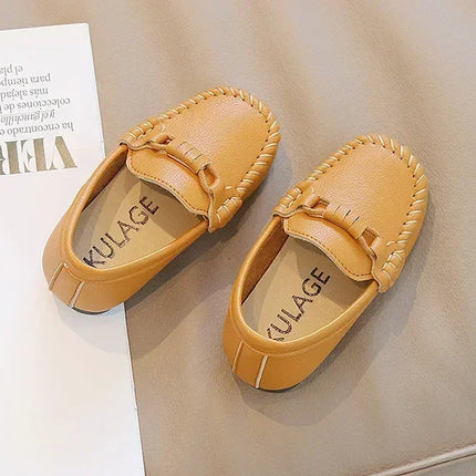 Boys Leather Shoes Black White for School Party Wedding Kids Formal Flats Loafers Slip-on Soft Loafers Children Moccasins 21-30