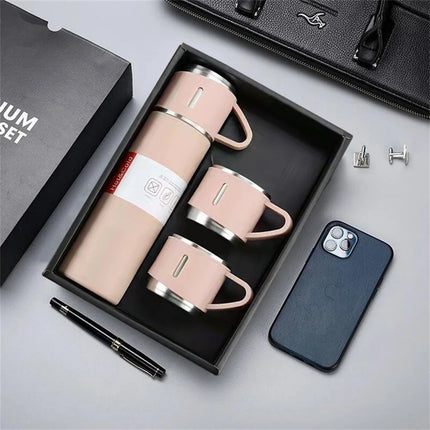 500ml/16.9oz Stainless Steel Thermo Vacuum Insulated Bottle with Cup for Coffee Hot Drink and Cold Drink Water Flask Set