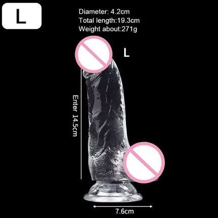 3 Sizes Realistic Jelly Dildo with Suction Cup Big Dick Female Masturbator Clitoral Stimulator Lesbian Sex Toys for Women
