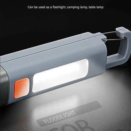 Strong Lighting ABS Flashlamp USB Rechargeable Zoomable Waterproof Outdoor EDC Torch with Hook  Long-range Emergency Lantern