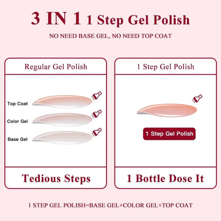 8ml 1-Step Gel Nail Polish No Need Base Top Coat Quick Dry Red Pink Semi Permanent UV/LED Varnishes DIY Nail Art Manicure Vernis