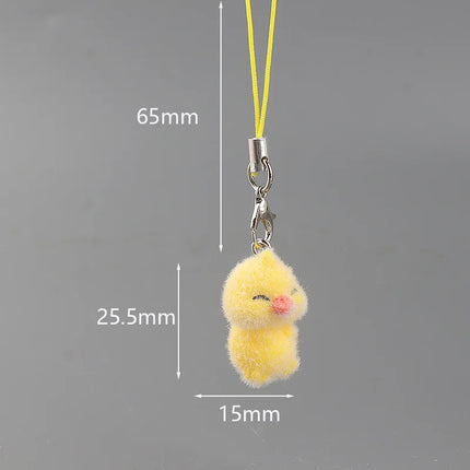 Flocking Animal Dog Cat Pendant Cute Keychain Keyring Bag Earphone Car Keychain Decor Keychains Accessories Phone Chain Lanyard