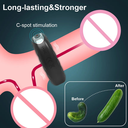 Cock Ring Vibrator Stronger Erection Sex Toy for Men Couples Vibrating Delayed Ejaculation Penis Rings Male Cockring Adult Goods
