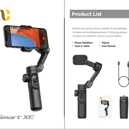 AOCHUAN 3-Axis Handheld Gimbal Stabilizer SmartXE for Smartphone for iPhone Android AI Face Tracking TikTok Vlog
