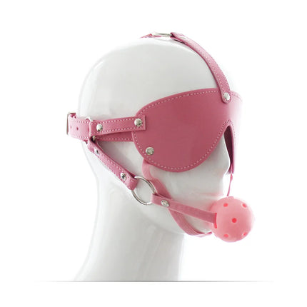 SM Leather Padded Hood Blindfold Head Harness Mask Mouth Gag Balls BDSM Bondage Sex Toys For Couples 18 Adult Erotic Accessories
