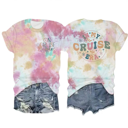 "In My Cruise Era" Graphic T Shirts Women Men "On Cruise Mode" Print Casual Tops Retro Cruise Crewneck Short Sleeve T-shirt