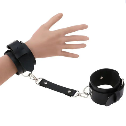 Adult Sex Games Products Punk Gothic Leather Cross Buckle Tied Shackles Sex Products Handcuffs for Sex
