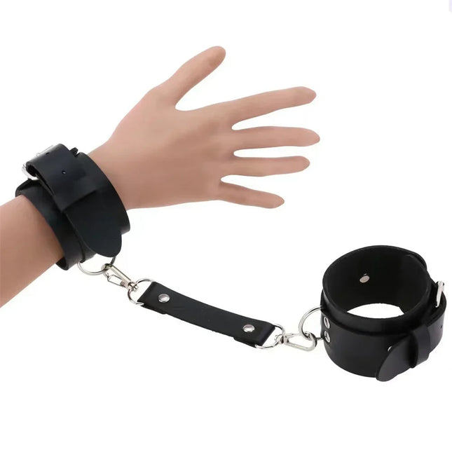 Adult Sex Games Products Punk Gothic Leather Cross Buckle Tied Shackles Sex Products Handcuffs for Sex