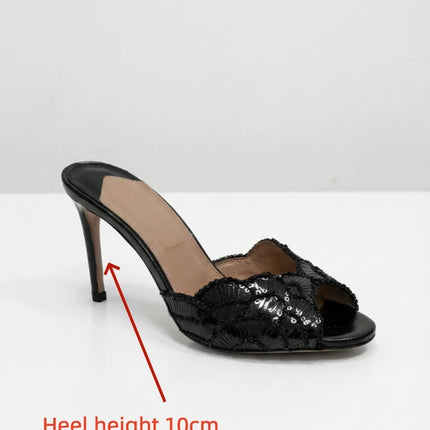 Ladies' Stunning Andsexy Slimhigh-heeled Temperament,ladies' Wedding Sandals,high-quality European AndAmerican Outerwearslippers