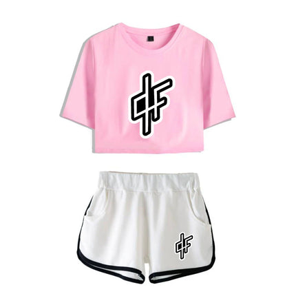 Fashion Youthful Rap Group PNL Print Two Piece Set Women Sexy Shorts+lovely T-shirt Cute Dew navel Sport Girl suits