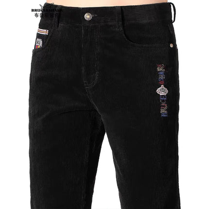 New Autumn Men's Corduroy Pants Fashion Straight Stretch Winter Trousers Heavy Cotton Men's Black Pants Korea Style Size 28-40