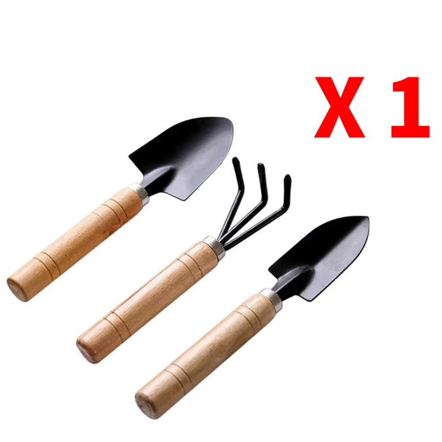 3Pcs Mini Garden Tools Set - Iron, Shovel, Rake Bonsai Tool for Garden Potting Flower Plant Succulent Transplanting Hand Tool