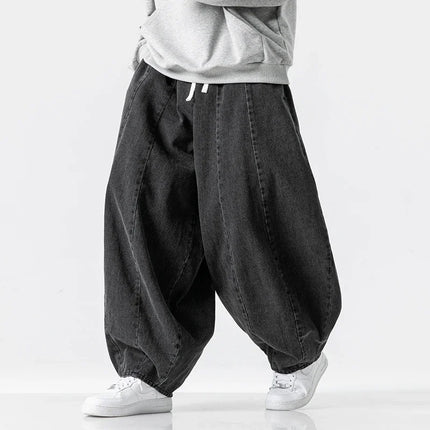 Men Casual Pants Japanese Styles Jeans Fashion Loose Mens Hip Hop Lantern Pants Streetwear Male Oversize Denim Wide Leg Trousers