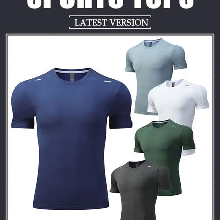 Men's Summer Loose Breathable Short Sleeve Outdoor Cycling Quick Dry Top Running Tracksuits Fitness T-shirts Muscle Tights