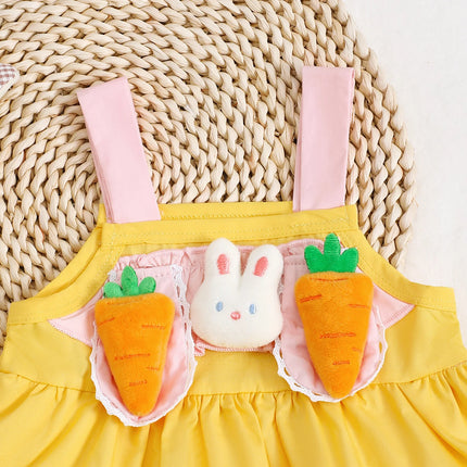 Baby Girl's Sleeveless Dress Easter Rabbit And Carrot Patterned Toddler Clothing Spring Festival Outfit for Infants