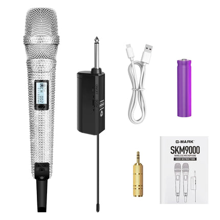 Wireless Karaoke Mic SKM9000 Custom Diamond-Encrusted  Microphone For Live Streams  Karaoke Shining Stage Essential