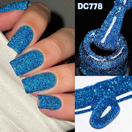 Red Reflective Glitter Gel Nail Polish Sparkling Glitter Flashy Semi-permanent Soak Off Nail Art UV Gel Varnish Nail Supplies