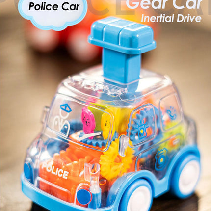 Children's Cartoon Press Gear Car Toy Lnertia Pull-back Transparent Car Baby Puzzle Sliding Toy Child Boy Girl 1-3 Year Old Gift