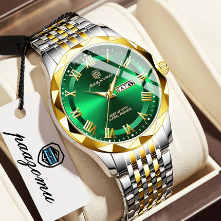 PAAZOMU 2025NEW Luxury Quartz Man Wristwatch Sport Men Watches Waterproof Luminous Date Stainless Steel Men's Watch