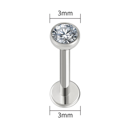 Right Grand ASTM F136 Titanium 18G/16G Threadless Push Pin Flat Back Stud 2/2.5/3/4mm CZ Cartilage Tragus Helix Nose Piercing