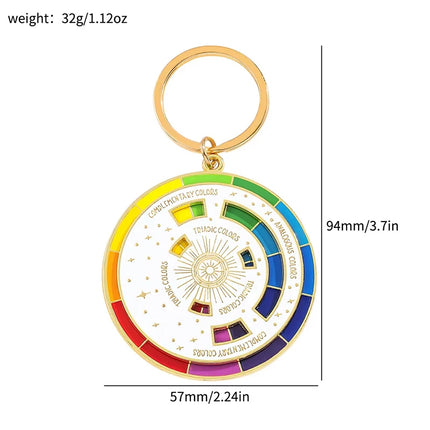 Creative Rotatable Colorful Wheel Keychain Rainbow Turntable Color Wheel Charm Key Chains Aesthetic Keyrings Arts Gifts Artists