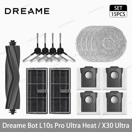 Dreame L10s Pro Ultra Heat / X30 Ultra Robot Vacuum Cleaner Accessories Main Side Brush Mop Cloth Hepa Filter Dust Bag Spare
