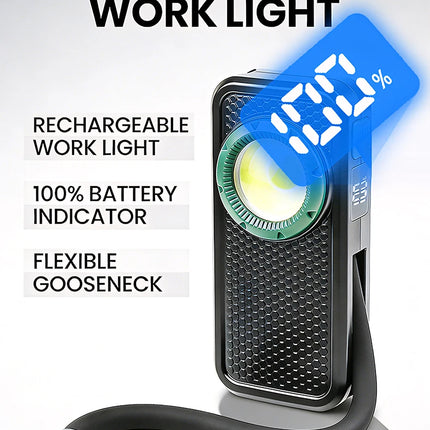 COB Work Light Flexible Hose Flashlight USB Charging Magnetic Car Repair Light with Back Clip Ideal for Working Camping Fishing