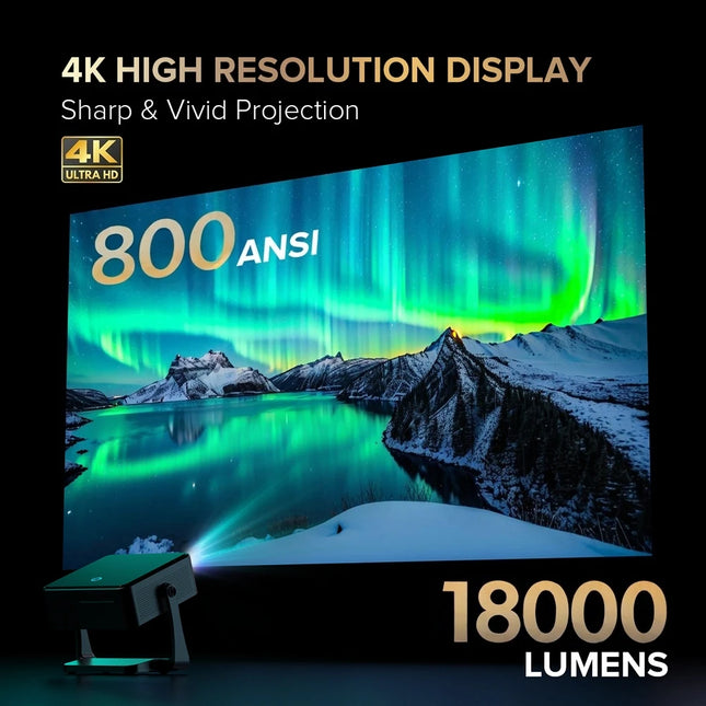 Fintex C6 Ultra Projector 4K FullHD 18000 Lumen 1080P HDR10 Projector 800 ANSI AndroidTV9.0 ASA3.0 Auto Focus Portable Projectors