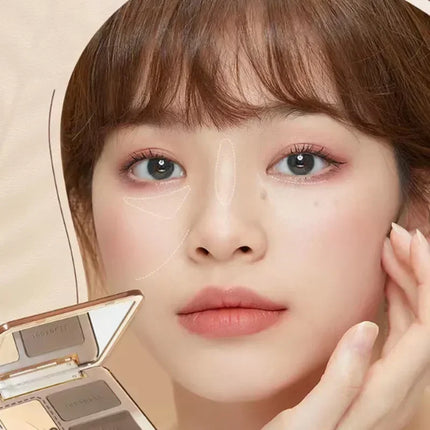 Judydoll Highlighter Contour Bronzer Palette Nude Makeup Natural Facial 3D Nose Shadow Long-Lasting Waterproof Cosmetics Makeup