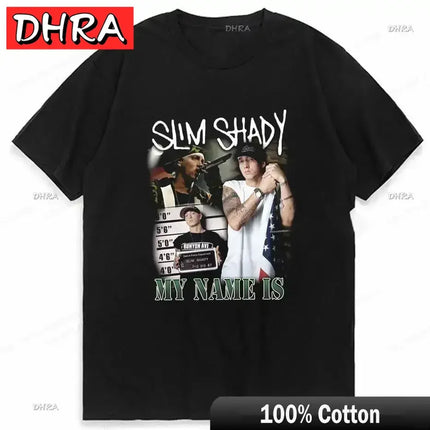 Summer Rapper Eminem Graphic Printed Tshirt Men Retro Cotton Hip-hop Fashion Casual T-shirt Women Cool Music Style Tops Clothing