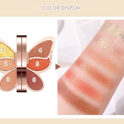 Butterfly Eye Shadow Six Color Eyeshadow Palette Easy to Color Glitter Matte Makeup Make-up For Women Korean Cosmetics Makeup