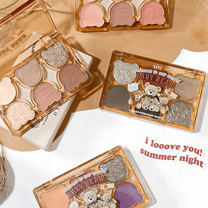 XIXI 6-Color Eyeshadow Palette Glitter & Matte Finishes for Y2K Inspired Smoky Eye Makeup Looks