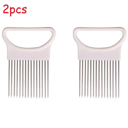 1/2/3/4pcs Effortlessly Slice Onions with this 1pc Colorful Onion Slicer Kitchen stainless steel potato chip onion holder