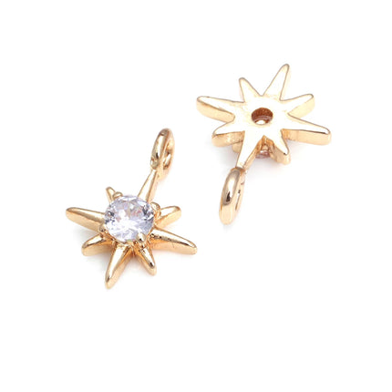 18K Gold Color Brass  Zircon Star Charms Pendants Jewelry Necklaces Earrings Bracelets Making Supplies Diy Findings Accessories