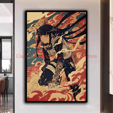 Naruto Poster Kakashi Sasuke Itachi Uchiha Akatsuki Anime Character Ukiyo-e Oil Painting Modern Home Decoration Aesthetic Gift