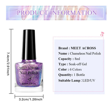 2pcs Chameleon Nail Polish Kit 8ml Natural Dry Saving Time Long Lasting Glitter Nail Art Polish For Manicure DIY Nail Supplies