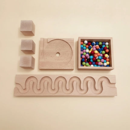 Marble Run with Wooden Blocks Stem Wooden Marble Run Set Learning Eco-Friendly for Preschoolers, Child-Centered School, Playroom