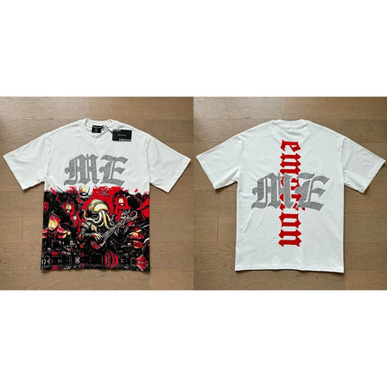 Fashion Brand MIXED EMOTION T-shirts Men Women Couple Streetwear Angel Print Summer Top Tee Round Neck Short Sleeve