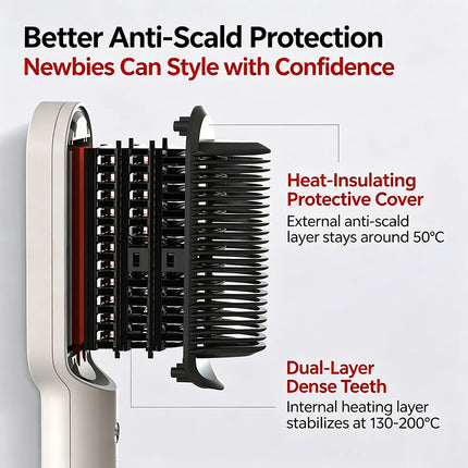 KSKIN 2 In 1 Hair Straightener Brush Multifunctional Professional Hair Straightening Comb Anti-Scald Quick Heating Hair Styling