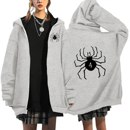 Hunter X Hunter Spider Print Anime Zipper Hoodie Men Women Gothic Y2K Zip Up Jacket Hoodies Casual Sweatshirt Coat Streetwear