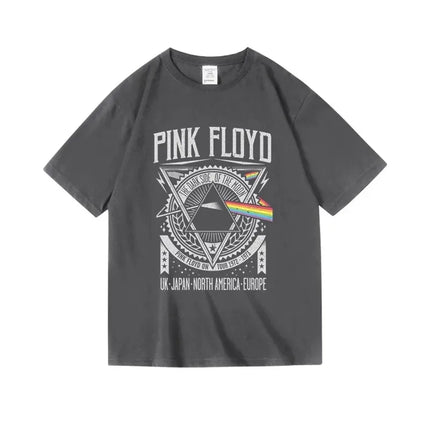 Pink Floyd The Moon Album T-shirt Tops Vintage Men Women Oversized Streetwear Y2k Cotton Clothes Hip Hop Male Female Clothing