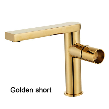 Modern Black Polished Bathroom Sink Faucet Deck Mount Single Hole Single Handle Basin Mixer Tap for Hot & Cold Water