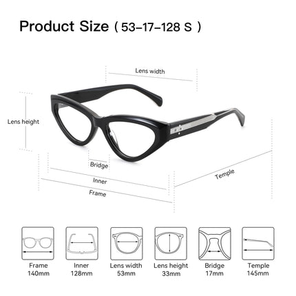 BLUEMOKY S Size Handmade Acetate Prescription Glasses For Women Cat Eye Myopia Optical Eyeglasses Progressive Myopia Eyewear