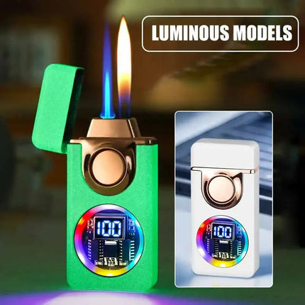 2025 Voice Controlled Ignition Gas Lighter 4 Ignition Methods Battery Display Open Fire Switching Jet Fire USB Electric Lighters