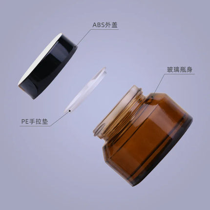 10pcs15/30/50g Empty Face Cream Jar Eye Shadow Cream Jar Olive Green/Brown Glass Portable Refillable Bottle Cosmetic Container