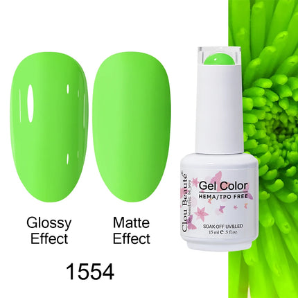Clou Beaute 15ml HEMA TPO FREE Color Gel Nail Polish Nude Pink Red Green Collection Nail Gel Polish Glitter Soak Off UV LED Gel