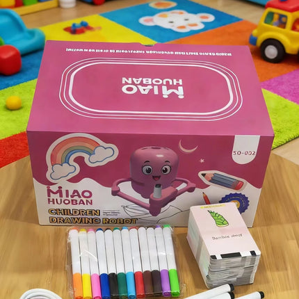 Children's Early Education Painting Robot, Pink, Children's Toy Gift, Includes 100 Drawing Cards