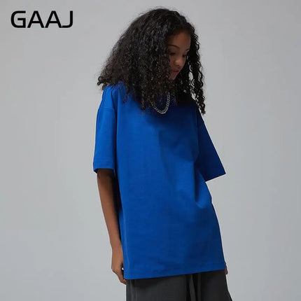 100% Cotton T shirt Women,Short Sleeve Plain Tops,Solid Oversized Hip Hop Tee Shirts,Quality Clothing Heavy Weigh 8.8oz 250gsm